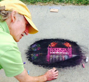 Jackson and his chalk drawing